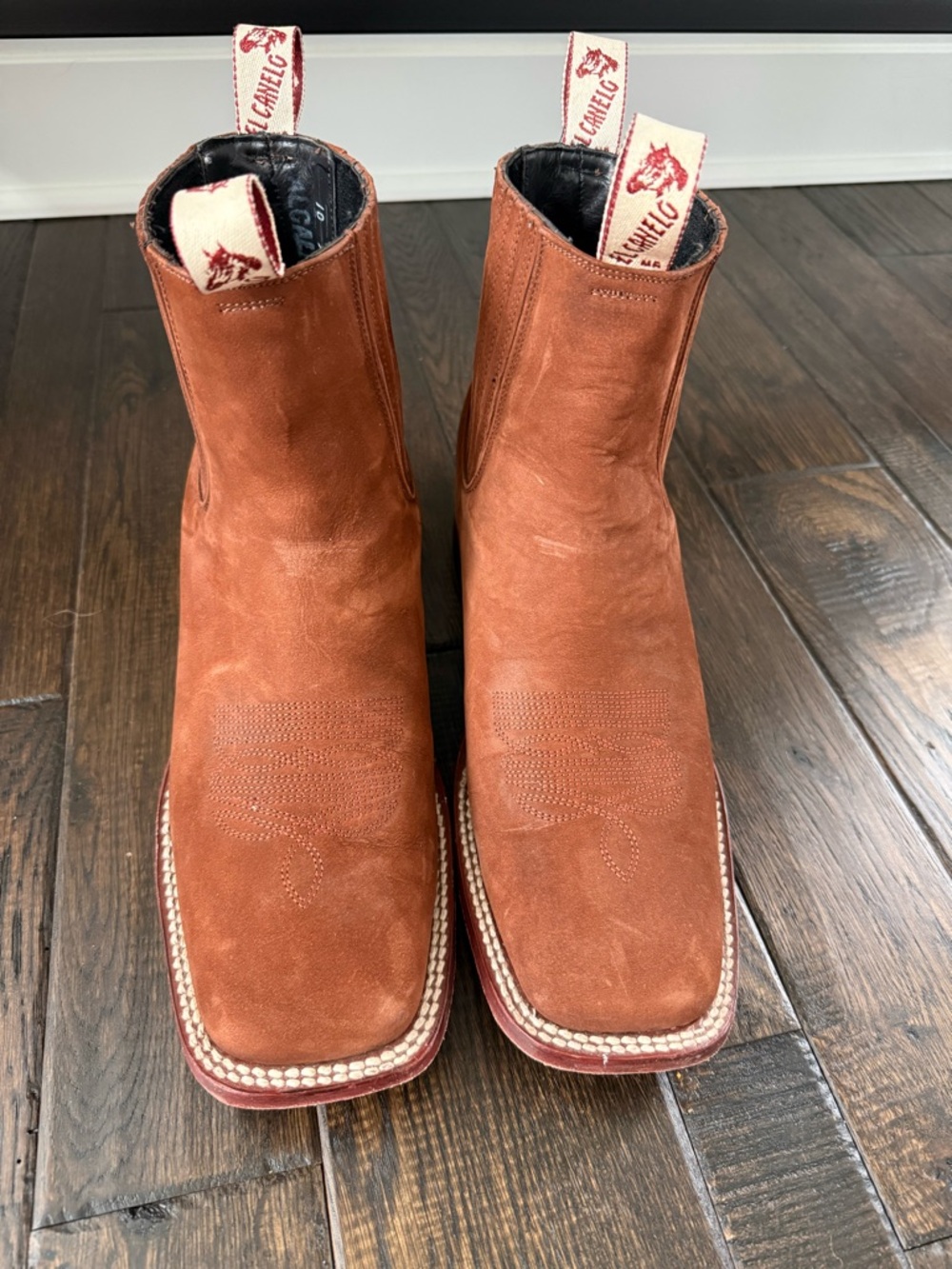 El Canelo Suede Squared Toe Ankle Boots